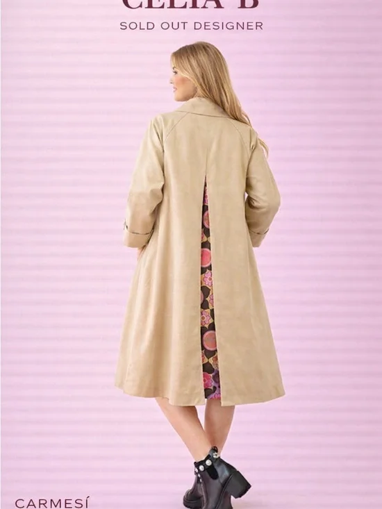Celia B Carmesí Trench Coat SOLD OUT Floral Button Detail Size Small - Picture 8 of 8